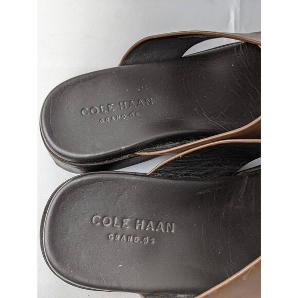 Cole Haan ZeroGrand Brown Leather Slip On Slides Sandals‎ Sz 9 M - Picture 4 of 8